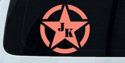 Military Jeep JK Segmented Army Star Off Road Car or Truck Window Decal Sticker (Coral)