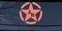 Military Jeep JK Segmented Army Star Off Road Car or Truck Window Decal Sticker (Coral)