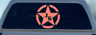 Military Jeep JK Segmented Army Star Off Road Car or Truck Window Decal Sticker (Coral)