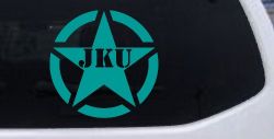 Military Jeep JKU Segmented Army Star Off Road Car or Truck Window Decal Sticker (Turquoise)