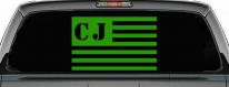 Jeep CJ in American USA Flag Right Off Road Car or Truck Window Vinyl Decal Sticker (Lime)