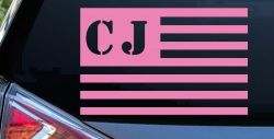 Jeep CJ in American USA Flag Right Off Road Car or Truck Window Vinyl Decal Sticker (Pink)