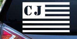 Jeep CJ in American USA Flag Right Off Road Car or Truck Window Decal Sticker