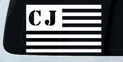 Jeep CJ in American USA Flag Right Off Road Car or Truck Window Decal Sticker