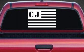 Jeep CJ in American USA Flag Right Off Road Car or Truck Window Decal Sticker