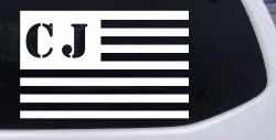 Jeep CJ in American USA Flag Right Off Road Car or Truck Window Decal Sticker