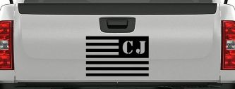 Jeep CJ American USA Flag Left Off Road Car or Truck Window Decal Sticker (Black)