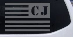 Jeep CJ American USA Flag Left Off Road Car or Truck Window Vinyl Decal Sticker (Silver)