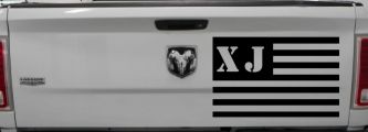 Jeep XJ American USA Flag Right Off Road Car or Truck Window Decal Sticker (Black)