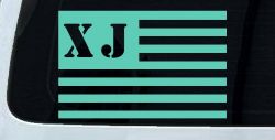 Jeep XJ American USA Flag Right Off Road Car or Truck Window Decal Sticker (Mint)