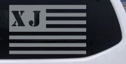 Jeep XJ American USA Flag Right Off Road Car or Truck Window Vinyl Decal Sticker (Telegrey)