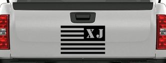 Jeep XJ American USA Flag Left Off Road Car or Truck Window Decal Sticker (Black)