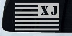 Jeep XJ American USA Flag Left Off Road Car or Truck Window Decal Sticker (Light Gray)
