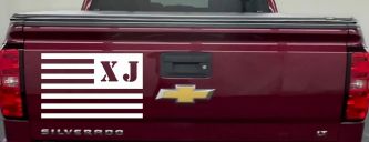 Jeep XJ American USA Flag Left Off Road Car or Truck Window Vinyl Decal Sticker (White)