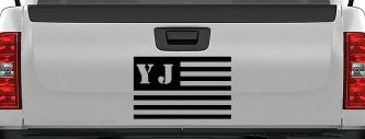 Jeep YJ American USA Flag Right Off Road Car or Truck Window Decal Sticker (Black)