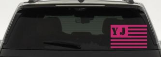 Jeep YJ American USA Flag Right Off Road Car or Truck Window Decal Sticker (Hot Pink)