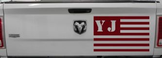 Jeep YJ American USA Flag Right Off Road Car or Truck Window Decal Sticker (Purple Red)