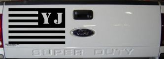 Jeep YJ American USA Flag Left Off Road Car or Truck Window Decal Sticker (Black)
