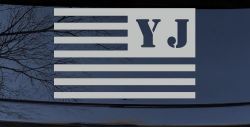 Jeep YJ American USA Flag Left Off Road Car or Truck Window Vinyl Decal Sticker (Light Gray)