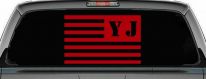 Jeep YJ American USA Flag Left Off Road Car or Truck Window Decal Sticker (Red)