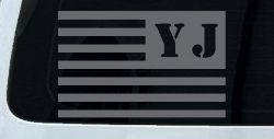 Jeep YJ American USA Flag Left Off Road Car or Truck Window Vinyl Decal Sticker (Silver)