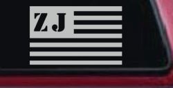 Jeep ZJ American USA Flag Right Off Road Car or Truck Window Decal Sticker (Light Gray)