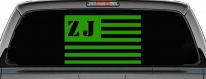 Jeep ZJ American USA Flag Right Off Road Car or Truck Window Decal Sticker (Lime)