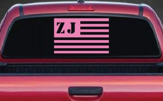 Jeep ZJ American USA Flag Right Off Road Car or Truck Window Decal Sticker (Pink)