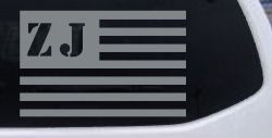 Jeep ZJ American USA Flag Right Off Road Car or Truck Window Decal Sticker (Telegrey)