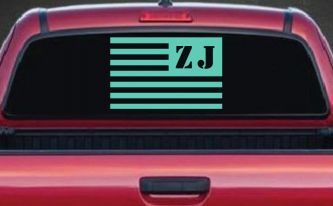 Jeep ZJ American USA Flag Left Off Road Car or Truck Window Decal Sticker (Mint)
