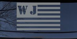 Jeep WJ American USA Flag Right Off Road Car or Truck Window Decal Sticker (Telegrey)