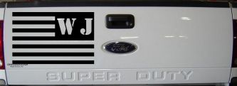 Jeep WJ American USA Flag Left Off Road Car or Truck Window Decal Sticker (Black)