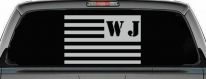 Jeep WJ American USA Flag Left Off Road Car or Truck Window Decal Sticker (Light Gray)