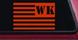 Jeep WK American USA Flag Left Off Road Car or Truck Window Decal Sticker (Orange Red)
