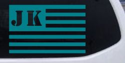 Jeep JK American USA Flag Right Off Road Car or Truck Window Decal Sticker (Turquoise Blue)