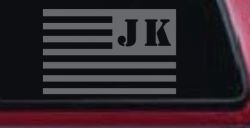 Jeep JK American USA Flag Left Off Road Car or Truck Window Vinyl Decal Sticker (Silver)