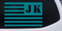 Jeep JK American USA Flag Left Off Road Car or Truck Window Decal Sticker (Turquoise Blue)