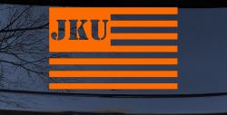 Jeep JKU American USA Flag Right Off Road Car or Truck Window Decal Sticker (Orange)