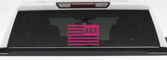 Jeep JKU American USA Flag Left Off Road Car or Truck Window Decal Sticker (Hot Pink)