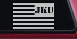 Jeep JKU American USA Flag Left Off Road Car or Truck Window Decal Sticker (Light Gray)