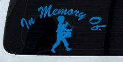In memory Of Little Drummer Boy Car or Truck Window Decal Sticker (Sky Blue)