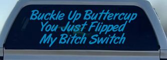 Buckle Up Buttercup You Just Flipped My Bitch Switch Funny Car or Truck Window Decal Sticker (Blue)