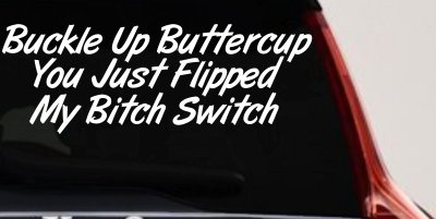 Buckle Up Buttercup You Just Flipped My Bitch Switch Funny Car or Truck Window Vinyl Decal Sticker