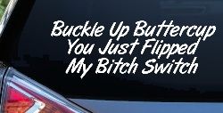 Buckle Up Buttercup You Just Flipped My Bitch Switch Funny Car or Truck Window Decal Sticker
