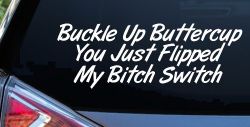 Buckle Up Buttercup You Just Flipped My Bitch Switch Funny Car or Truck Window Decal Sticker