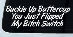 Buckle Up Buttercup You Just Flipped My Bitch Switch Funny Car or Truck Window Decal Sticker