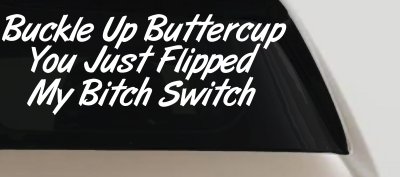 Buckle Up Buttercup You Just Flipped My Bitch Switch Funny Car or Truck Window Vinyl Decal Sticker