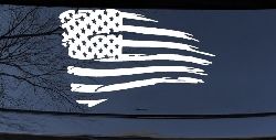 Distressed Tethered Worn US American Flag  Patriotic Car or Truck Window Decal Sticker