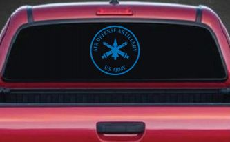 US Army Air Defense Artillery  Military Car or Truck Window Vinyl Decal Sticker (Sky Blue)