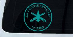 US Army Air Defense Artillery  Military Car or Truck Window Decal Sticker (Turquoise)